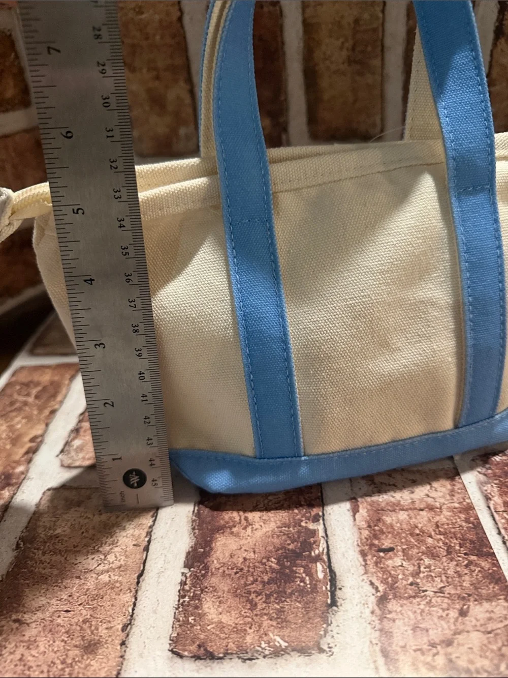 Cream Canvas Tote with Light Blue Trim and Cherry Embroidery by C. Wonder